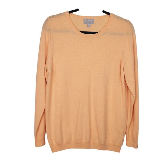 Pure Collection Peach Cashmere Crew Neck Pullover Sweater Women's Size 12 - Picture 2 of 7